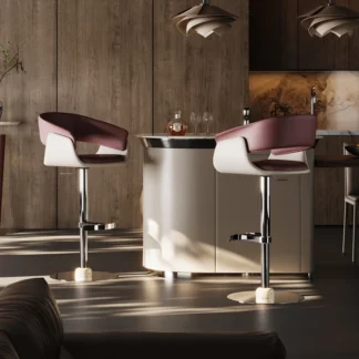 Taburete de Bar de altura ajustable, silla giratoria marrón, taburete de Bar nórdico Para cocina, Taburetes industriales Para Barra, muebles de lujo