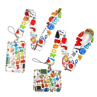 Llavero con cordones para tarjetas de identificación, suministros escolares, soporte para tarjetas de identificación, para teléfono móvil, para gimnasio, cintas para regalos