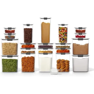 Rubbermaid Brilliance - Juego de tapas herméticas para contenedores de almacenamiento de alimentos, 20 cucharas, perfectas para despensa