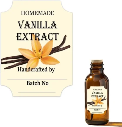 40 etiquetas de extracto de vainilla, pegatinas de extracto de vainilla hechas a mano de 2x3 pulgadas para madres de vainilla caseras