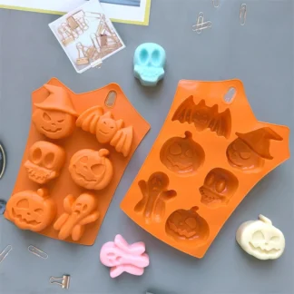 6 incluso calabaza fantasma murciélago y otras formas Halloween Chocolate molde de silicona molde para hornear pastel 540