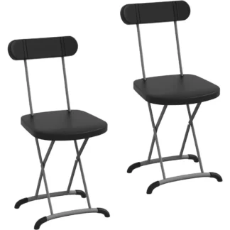 Juego de 2 sillas plegables, paquete de 2 sillas plegables de plástico con asiento ancho y respaldo ergonómico, sillas portátiles de metal con capacidad para 400 libras