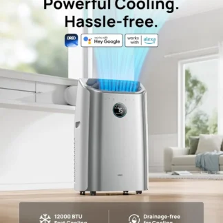 Dreo Aire acondicionado portátil, unidad de CA de 12.000 BTU para dormitorio con refrigeración sin drenaje, silencioso de 46 dB, aplicación, voz, control remoto