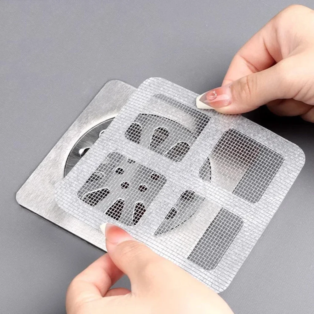 Coletores de pelo desechables para ducha, cubiertas de drenaje de ducha de malla, filtro de fregadero, pegatinas de malla, accesorios de baño