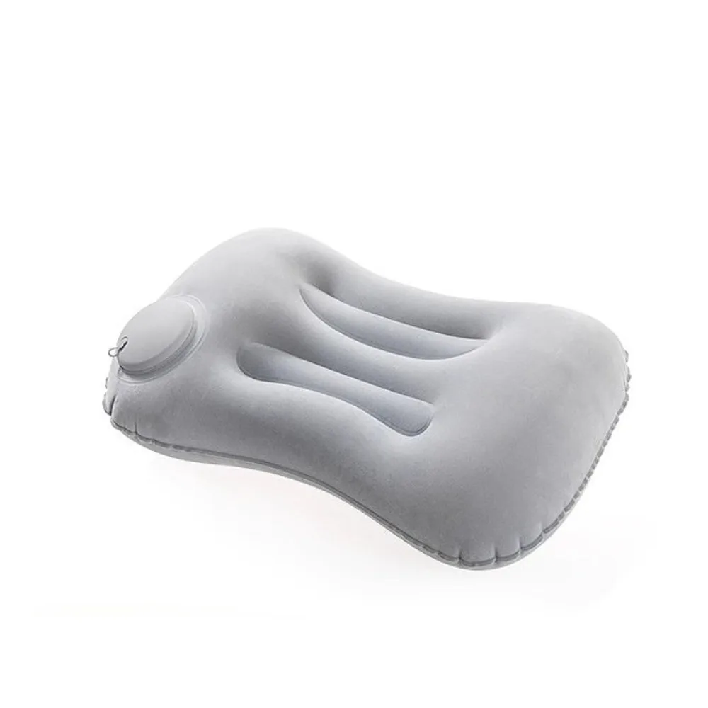 Almohada inflable para acampar al aire libre, viaje, almohada para dormir, coche, portátil, senderismo, almohada plegable, soporte para cuello y cintura