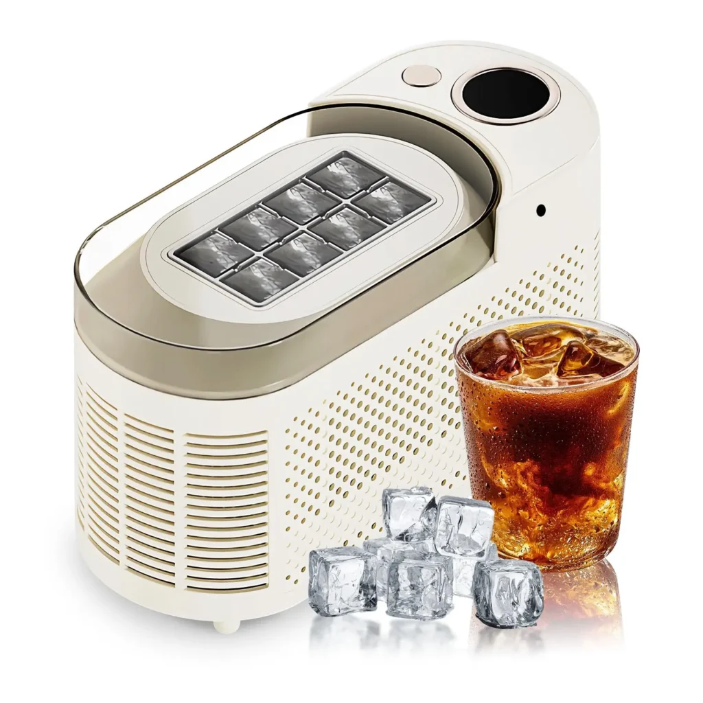 Máquina portátil para hacer hielo de encimera, 8 cubos en 10 minutos, mini máquina de hielo compacta para el hogar/Camping/coche con adaptador DC 12V