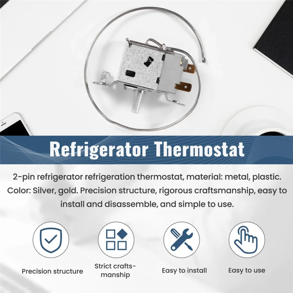 A44TWPF22A Termostato de refrigeración para refrigerador de 2 pines con cable metálico de 30 cm