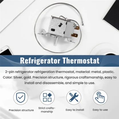 A44TWPF22A Termostato de refrigeración para refrigerador de 2 pines con cable metálico de 30 cm