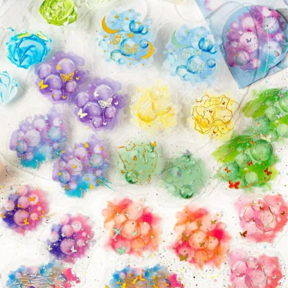 20 piezas/1 lote de pegatinas de papelería Kawaii, pegatinas decorativas para diario de ensueño con luz que fluye, pegatinas artesanales DIY para álbum de recortes