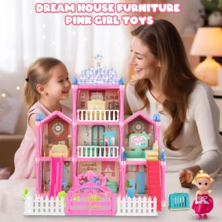 Casa de muñecas para niñas de 2/8 habitaciones, casa de muñecas con muñecas, muebles de figuras, luz LED, casa de juegos para niños pequeños, regalo de Navidad para niños