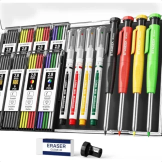 Lápices de carpintero con sacapuntas, lápices de carpintería de alta resistencia, lápiz mecánico de carpintero con 52 recambios, agujero profundo largo, 4 Uds.