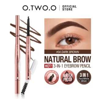 O.TWO.O lápiz de cejas 3 en 1 24 horas impermeable de larga duración 4 colores marrón con recortador de cejas cosméticos maquillaje lápiz de cejas