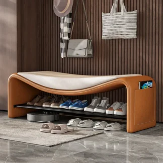 Taburete italiano ligero de lujo de alta gama, taburete sencillo para cambiar zapatos en el hogar, taburete largo de entrada para gabinete, taburete para zapatero sentado