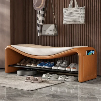 Taburete italiano ligero de lujo de alta gama, taburete sencillo para cambiar zapatos en el hogar, taburete largo de entrada para gabinete, taburete para zapatero sentado