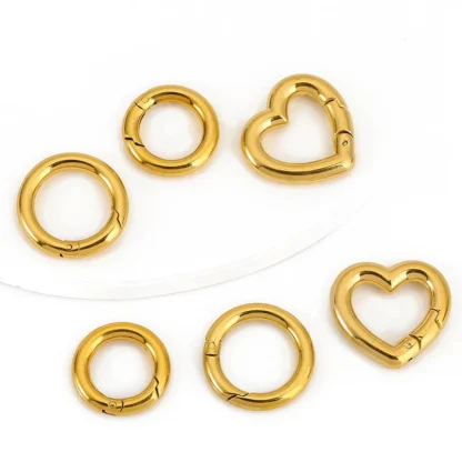 2 cierres de acero inoxidable, anillo redondo de corazón, ganchos de cierre de langosta, conectores, collar para suministros de joyería DIY, accesorios