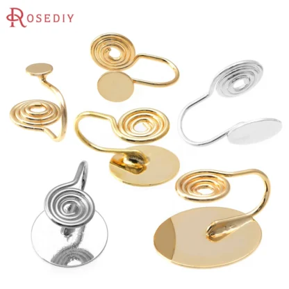 10 Uds. De latón de Color dorado de 4MM-14MM de 18K con bandejas, ajustes de biseles, Clips para pendientes, pendientes Diy de alta calidad para mujer, fabricación de joyas