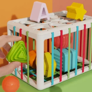 Juguetes Educativos Montessori para niños, cubo sensorial colorido con bandas elásticas para habilidades motoras finas