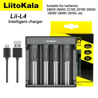 LiitoKala L4 18650 26650 21700 20700 Cargador de baterías de iones de litio Entrada USB