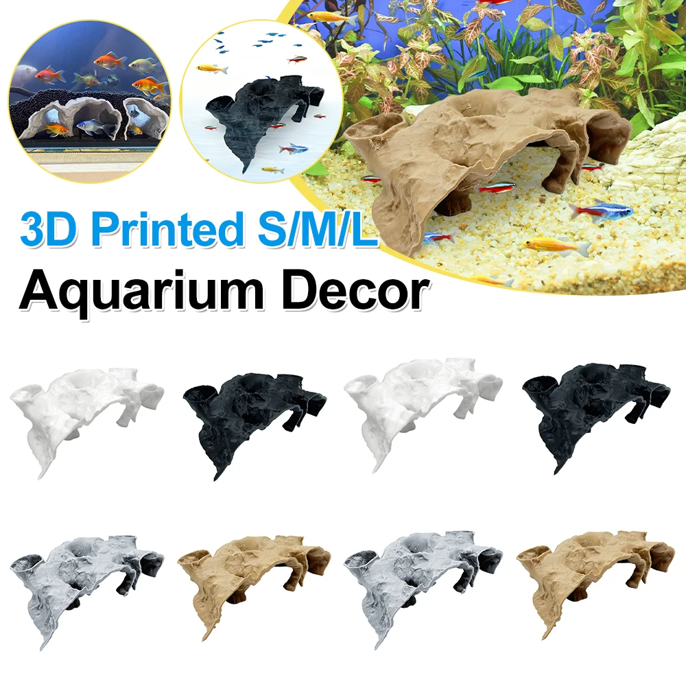 Pecera impresa en 3D, paisaje, decoración de acuario, pecera, túnel subterráneo, cueva para peces, camarones, reptiles, refugio, casas ocultas