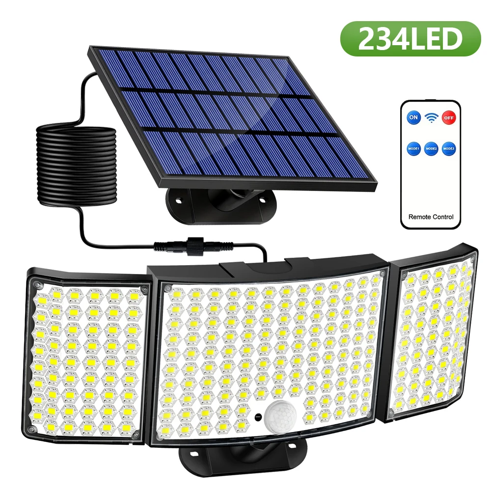 Luces solares para exteriores, 100/172/234 LED, Sensor de movimiento con energía Solar, luces de seguridad, lámpara de pared IP65, farola remota impermeable