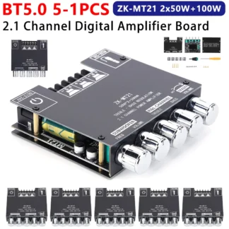 Placa amplificadora para subwoofer de potencia de graves, compatible con Bluetooth, ZK-MT21, 2,1 canales