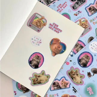 2 uds pegatina de animales de dibujos animados de papel animales de dibujos animados Graffiti pegatina de equipaje Y2K lindo gato pegatinas de dibujos animados refrigerador