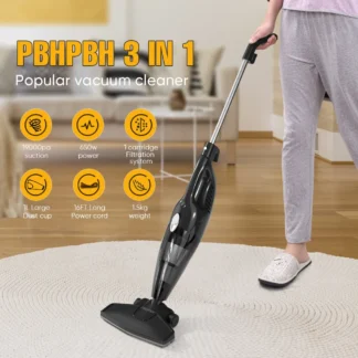 PBHPBH-aspiradora con cable de 18000PA, aspirador antiángulo, suelo duro, pelo de mascota, potente succión, aspirador de poco ruido