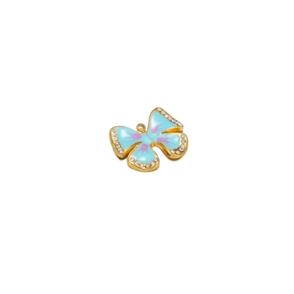 5 uds. De dijes de mariposa esmaltados, colgantes multicolores de acero inoxidable para pulsera, pendientes, componentes, joyería DIY, fabricación de collares