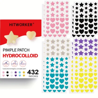 432 parches divertidos y coloridos para el acné con estrellas: lindas pegatinas para manchas, cubiertas invisibles para espinillas para una piel clara y un aspecto listo para selfie