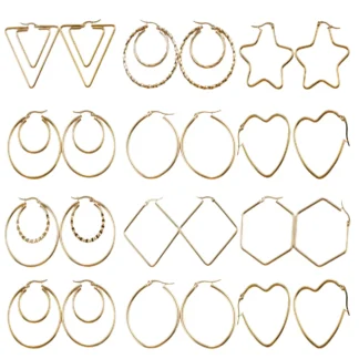 Pendientes geométricos de acero inoxidable para mujer, aretes minimalistas de Color dorado y plateado, regalo de boda, 10 pares/lote