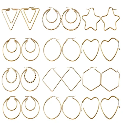 Pendientes geométricos de acero inoxidable para mujer, aretes minimalistas de Color dorado y plateado, regalo de boda, 10 pares/lote