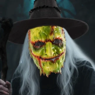 Cicatriz de sangre, máscara de bruja de Halloween, máscara facial, Cosplay, máscara de bosque oscuro, cara de anciano, mascarada, máscara de diablo asesino aterrador, vestir