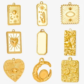 Nuevo 10 unids/lote cubo de acero inoxidable colgante estrellas Luna flor martillado encantos DIY joyería hacer accesorios para collar pendiente
