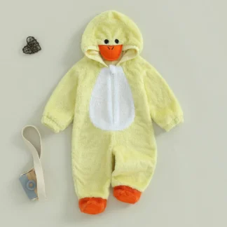 Disfraz de bebé de 0 a 18 meses, pelele con cremallera, Footies con capucha de felpa, disfraz de pato infantil para la vida diaria, Halloween