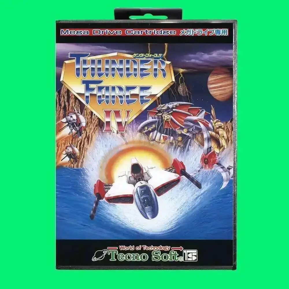 Cartucho de juego Thunder Force IV, tarjeta de juego MD de 16 bits con cubierta JP, caja al por menor para Sega Mega Drive
