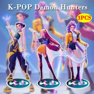 Placas de pie acrílicas KPop Demon Hunters Superstar Rumi Mira Zoe, adorno decorativo para fanáticos de K-pop, regalo de fiesta de cumpleaños, 3 uds.