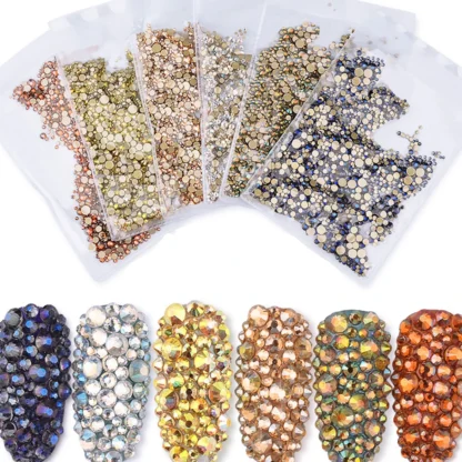 1440 Uds. De gemas decorativas de diamantes de imitación para uñas, taladro de uñas colorido, accesorios de manicura elegantes, ligeros y duraderos