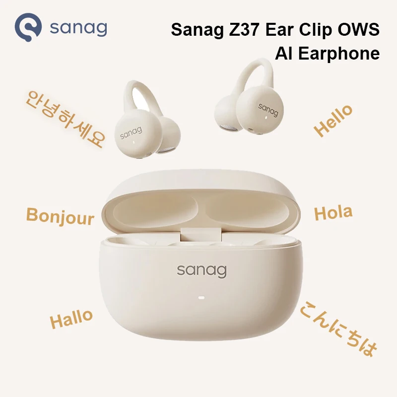Sanag Z37 AI auricular Clip de oreja elección de venta Flash Auriculares abiertos Audífonos Auriculares Bluetooth Auriculares deportivos