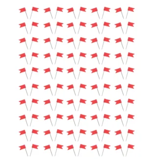 ONCE 100 Alfileres de mapa con forma de bandera Tablero de anuncios de corcho Alfileres de dibujo Pin de empuje Rojo