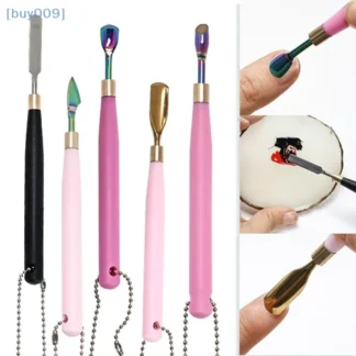 Varilla agitadora de acero inoxidable para uñas, removedor de cutícula prepuesta, empujador de uñas, herramienta de manicura limpia de piel muerta, 1 Uds.