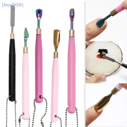 Varilla agitadora de acero inoxidable para uñas, removedor de cutícula prepuesta, empujador de uñas, herramienta de manicura limpia de piel muerta, 1 Uds.