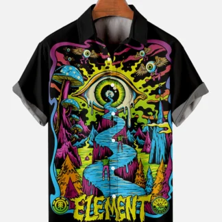 Camisa informal de moda con cuello cubano hawaiano para hombre, Top con un solo botón, estampado Digital de gato, temperamento aristocrático, 2024