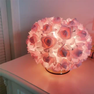 ABZV-Lámpara de mesa nórdica con ramo de rosas, luz nocturna romántica para mesita de noche, dormitorio, decoración de boda, lámpara de escritorio