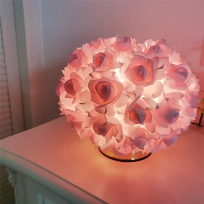 ABZV-Lámpara de mesa nórdica con ramo de rosas, luz nocturna romántica para mesita de noche, dormitorio, decoración de boda, lámpara de escritorio