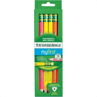 Ticonderoga Mi primer lápices TriWrite WoodCased preafilados 2 HB con borradores Colores neón 12 unidades