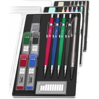 Juego de portaminas con recambios de plomo y borrador, 5 tamaños, 0,3, 0,5, 0,7, 0,9 y 2 milímetros, dibujo, bocetos, ilustraciones A