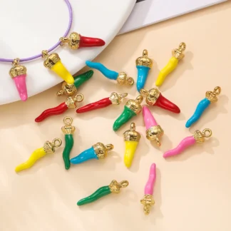 2 unids/pack de colgantes coloridos de acero inoxidable con forma de capsicum para pulsera DIY hecha a mano, collar, accesorios para hacer joyas