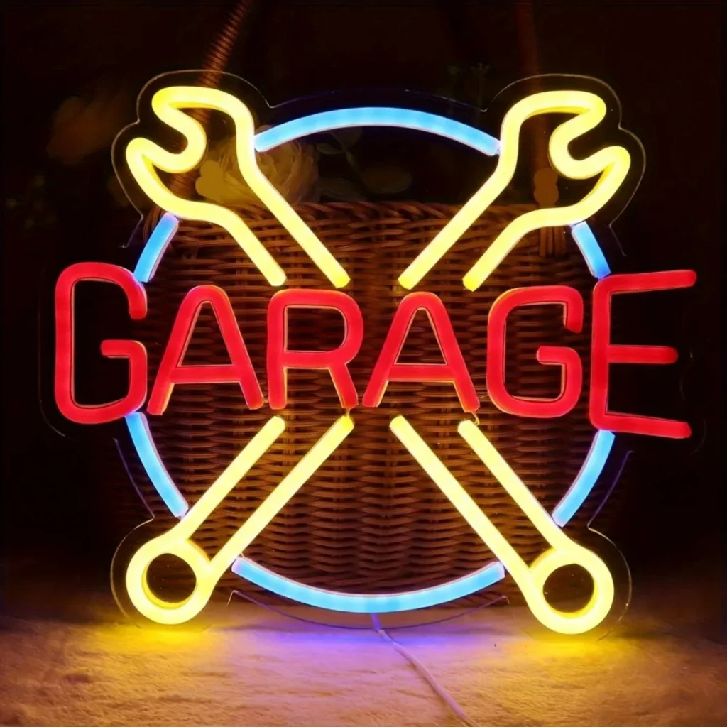 Letrero de neón para garaje, letrero LED para tienda de coche para hombre, cueva, taller de reparación de automóviles, sala de juegos, decoración de pared, fiesta, regalo de cumpleaños