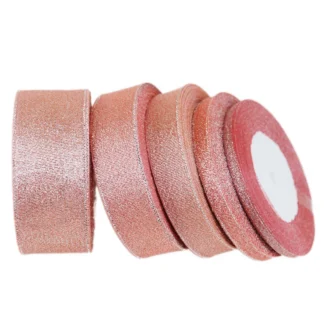(25 yardas/rollo) cinta brillante metálica rosa carne cintas coloridas para paquete de regalo al por mayor 6/10/20/25/40mm