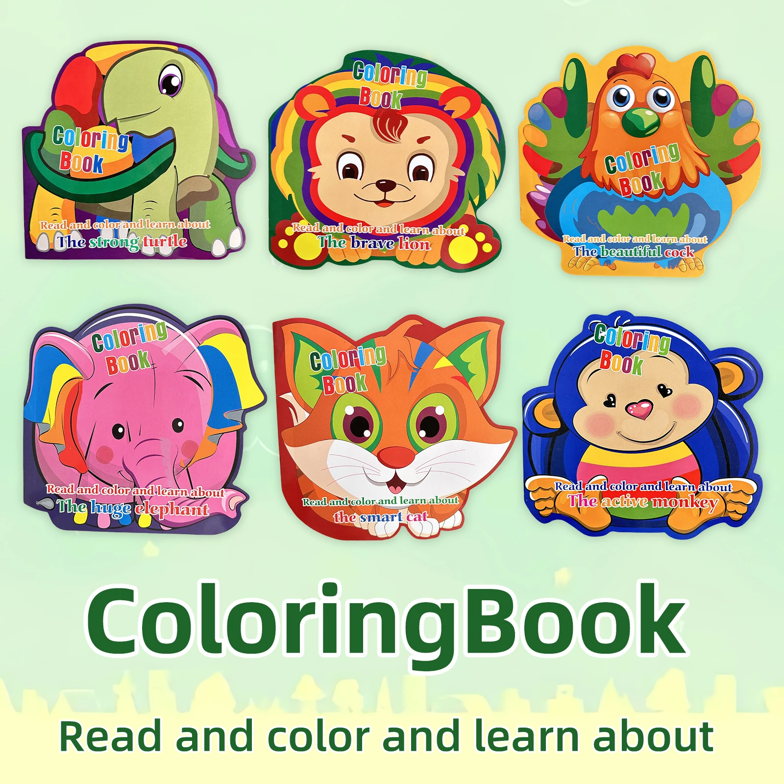 Libro para colorear para niños de 3 a 6 años, bonitas formas de animales, promueve la creatividad y la imaginación, pintura, regalos educativos